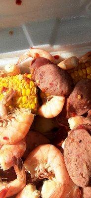 Close up of my low country boil first time I've ever had it will be back again