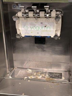 Every single yogurt station looked similar to this- It was so gross and dirty that we decided not to stay