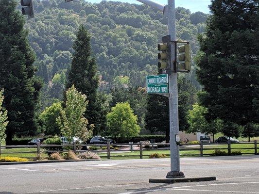 Across the street from the Moraga country club golf course.