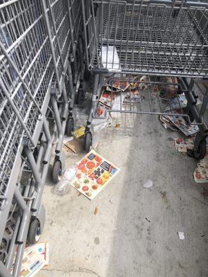 Trash. Near carts