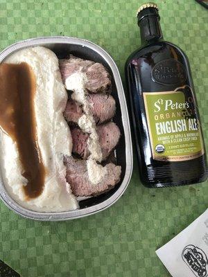 Grilled tri-tip with potato (12.99)english ale (6.99)