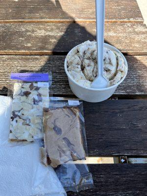 Walnut Nutella ice cream and bark goods