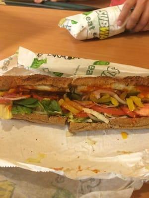 Veggie patty foot long on honeyoat :D