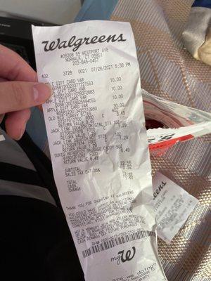 The receipt that it was bought today