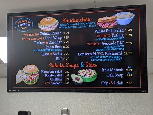 Menu as of 1/26/2021