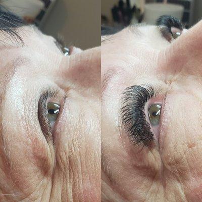 Volume lashes before & after