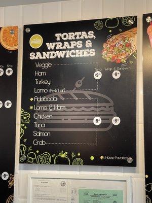 Look at the wording sandwich and wrap for same price as torta.