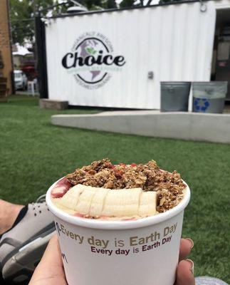 PB&J Bowl with granola and banana.