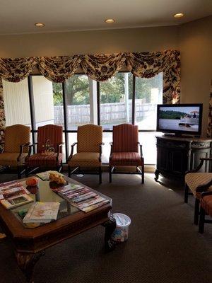 A warm and inviting waiting room.