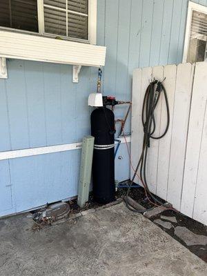 Newly installed whole house water filtration system.