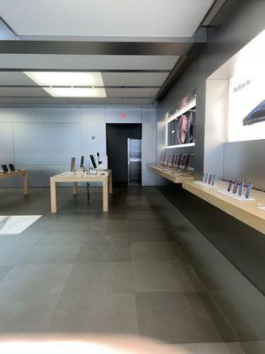 The elevator, at the Apple Store,  is on the right of the back wall