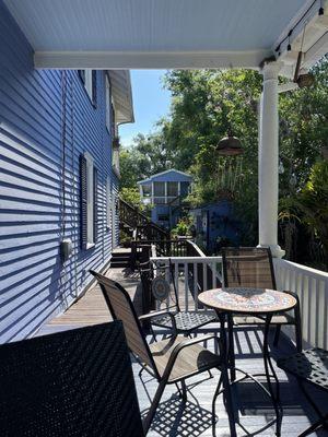 Outside seating on the porch