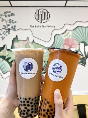 Tai Milk Tea with Boba, Brown Sugar Milk Black Tea with Boba