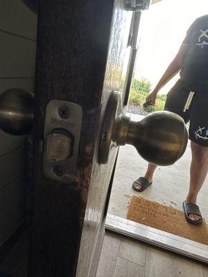 Damaged wooden door.