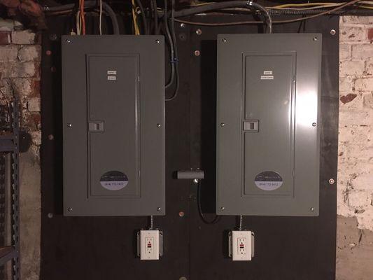 A 200 amp service with two 100 amp panel. One for the homeowner and the other for the tenants.