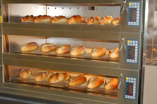 Stone Hearth Breads being baked fresh.