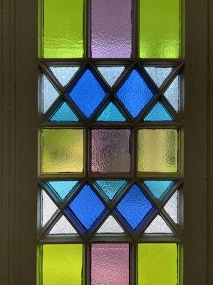 close-up of the stained glass windows