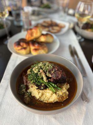 Braised Short Ribs, Roasted Corn Polenta, Broccolini