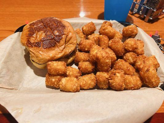 Foxtrot burger and tots