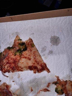 The second pizza I received It was so greasy I had to put a napkin underneath.