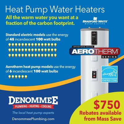 Heat pump water heaters offer all the warm water you want at a fraction of the carbon footprint of conventional water heaters.