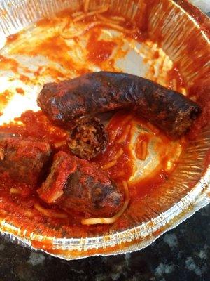 Burnt Italian sausage!