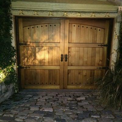 Beautiful three panels 8 by 7 Garage Door wood send hand crafted from scratch.