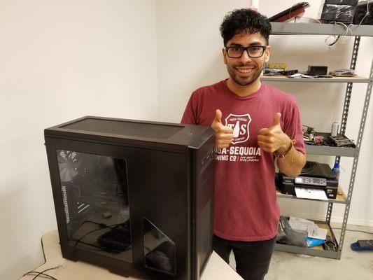 Carlos (Owner) with fixed custom gaming desktop