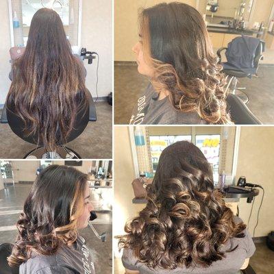 From long hair, to a medium length subtle look back to her natural hair color but added a money piece in the front

*Hair By Melissa