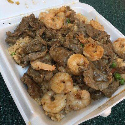 Shrimp and Beef with fried rice!