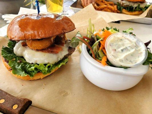 Bourbon Burger and side salad