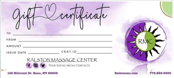 Gift Certificates available