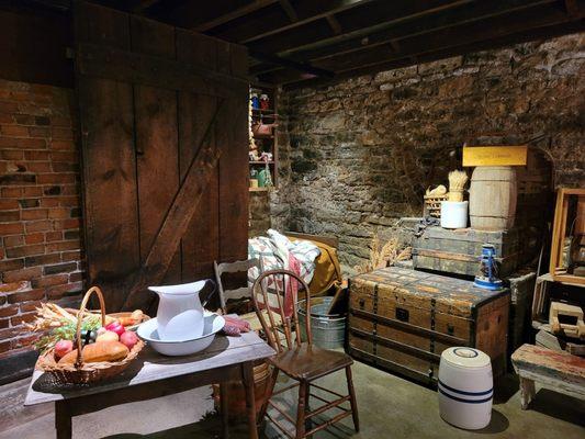 Basement area where the Underground Railroad display is located.