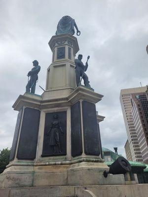 Soldiers' and Sailors' Monument from 1871 located in Kennedy Plaza.