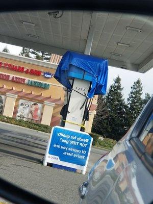 More than half of the gas pumps at this establishment are out of service.