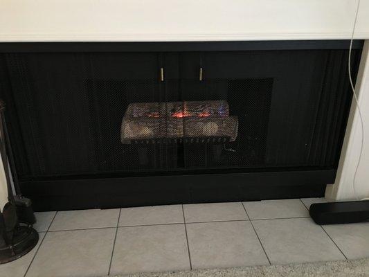 Repaired gas fireplace