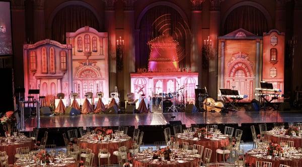 Moulin Rouge themed gala event stage backdrop | Produced by Poko Events