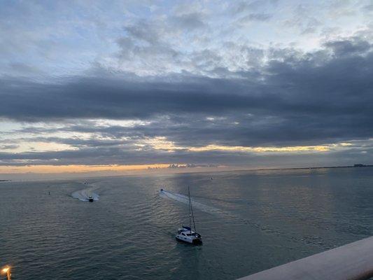 Party boats in the sunset