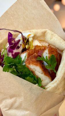 Chicken Schnitzel flatbread wrap.