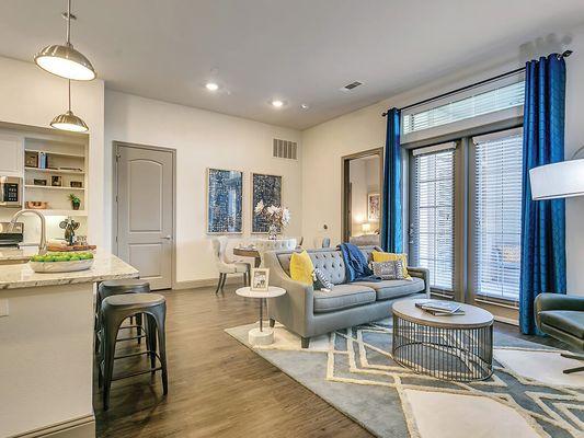 Model Living Area in The Huntington Apartments in Plano TX