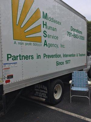 Food truck which delivers food for the event