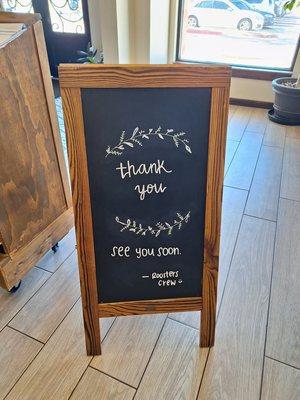 Thank you sign