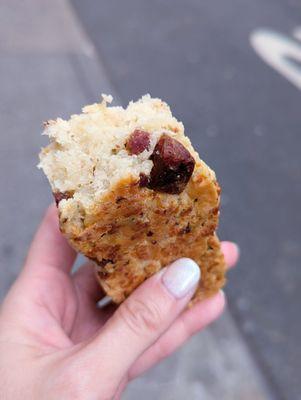 Chinese sausage, cheddar and chive scone