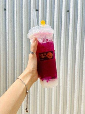 Dragonfruit Lychee Juice with Salted Cheese and Lychee Jelly