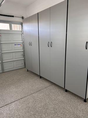 Alpine Garage Cabinets in grey.