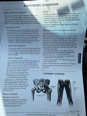 Initial doctor also treated me for this Piriformis Syndrome, which was a symptom along with my bruising