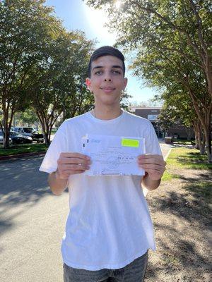 My son passed his drivers license test