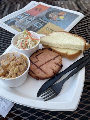 Smoked bologna, smoked potato salad