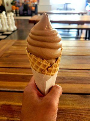 Chocolate Monster Waffle Cone $5.00 (11/06/21). @LittleMonsterIceCream @PoetGardens #Whittier #UptownWhittier #FoodHall #SoftServe #IceCream