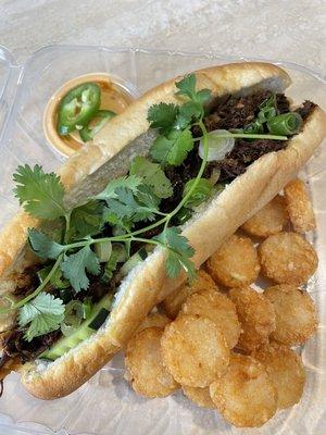 Duck Confit Bahn Mi w/side of cottage fries